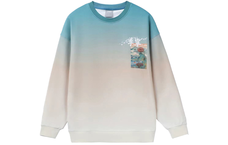 Li-Ning Gradient Crewneck Pullover Sweatshirt Space Blue - Fashion Series AWDR479-5