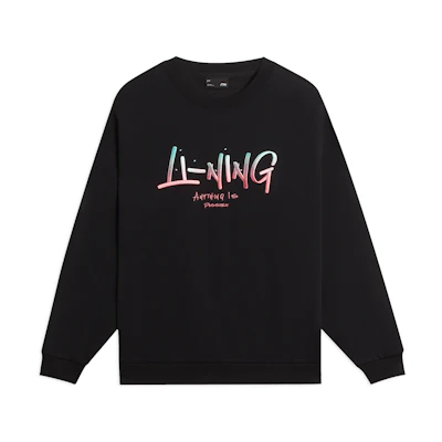 Li-Ning Gradient Letter Embroidery Crewneck Sweatshirt Unisex Black AWDSF75-9