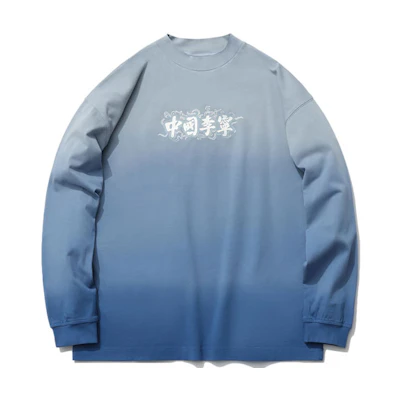 Li-Ning Gradient Logo Print Crewneck Sweatshirt Blue - Sports Fashion Series AHSR265-1
