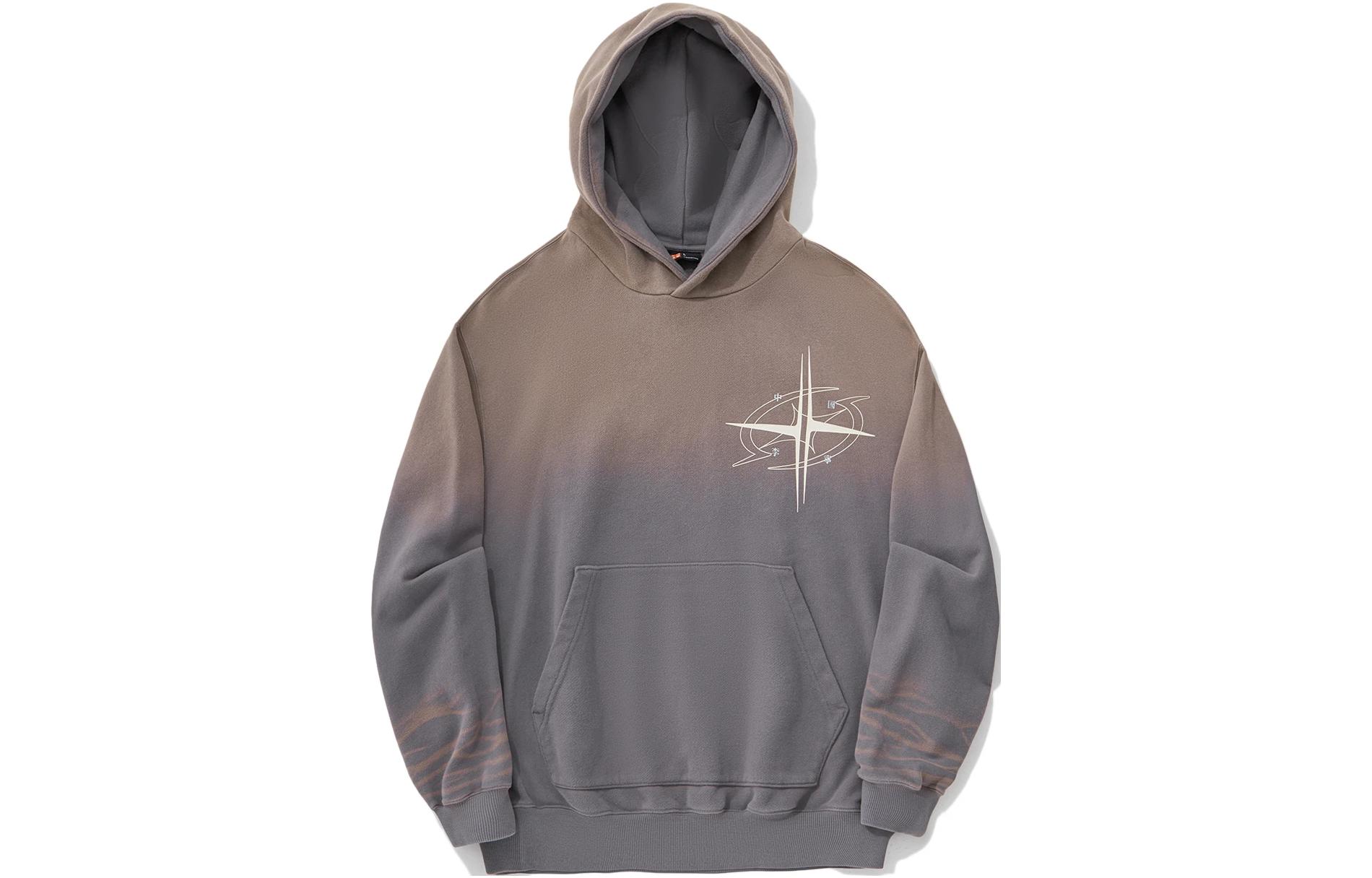 Li-Ning Gradient Star Oversized Hoodie Unisex Smog Gray AWDU351-3