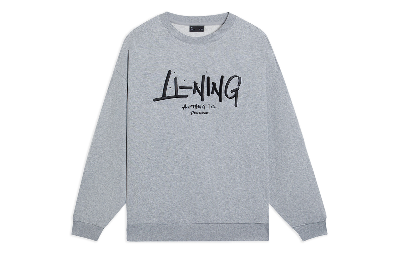 Li-Ning Graffiti Logo Embroidered Crewneck Sweatshirt Unisex Light Gray AWDSF75-5