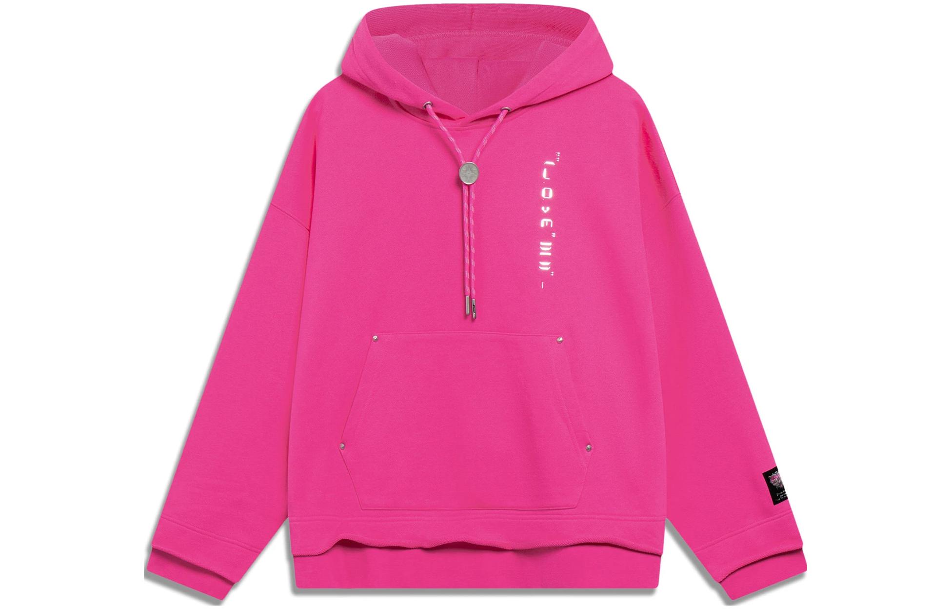 Li-Ning Graphic Print Oversized Hoodie Unisex Bright Pink AWDT245-5