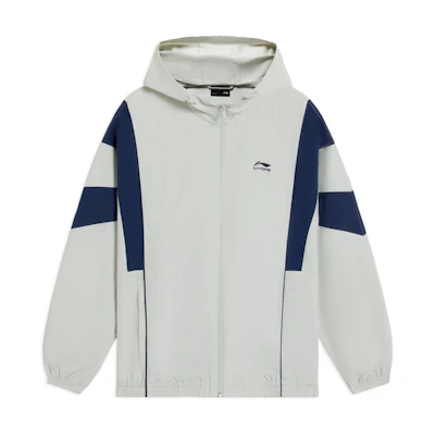 Li-Ning Gray Colorblock Embroidered Logo Zip Hoodie Jacket AFDT531-1