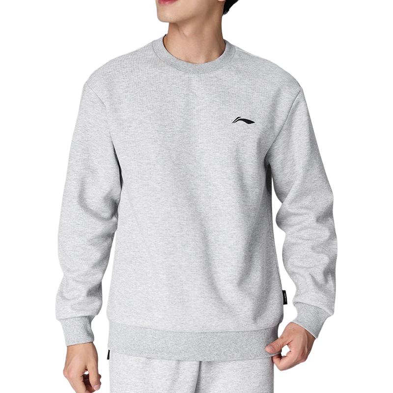 Li-Ning Gray Crewneck Sweatshirt - Breathable, Comfortable, Versatile AWDUC03-4