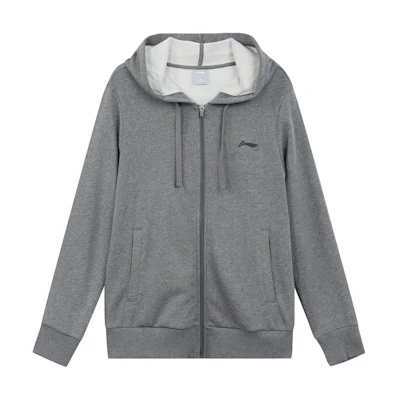 Li-Ning Gray Loose Fit Zip-Up Knit Hoodie Sweatshirt AWDRB25-2