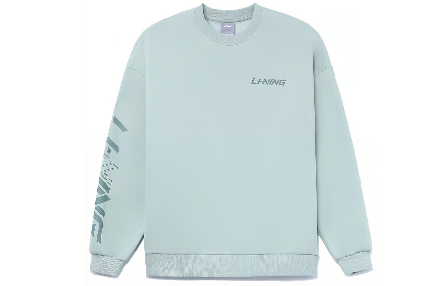 Li-Ning Green Fleece Pullover Crewneck Sweatshirt Sports Fashion Series AWDRB77-9