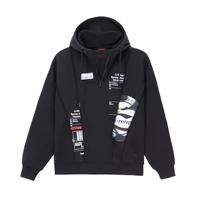 Li-Ning Half-Zip Graphic Hoodie Unisex Black AWDR727-2