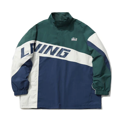 Li-Ning Half-Zip Jacket Colorblock Logo Print - Ocean Blue AJDR391-3