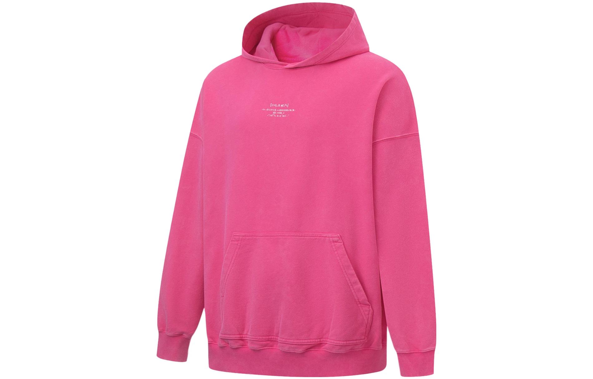 Lookbook Li-Ning Heart Pattern Printed Pullover Sweatshirt Unisex in Bright Pink AWDT231-4
