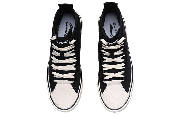 Shop Li-Ning High-Top Casual Sneakers 'Black and White' AGCR065-2