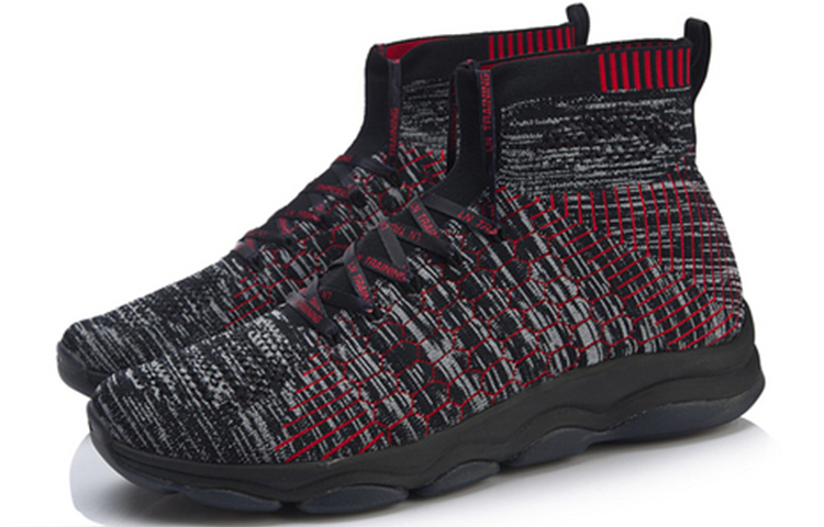 Shop 리닝 블랙 하이탑 트레이닝화 (Li-Ning Black High-top Training Shoes) AFJN009-1