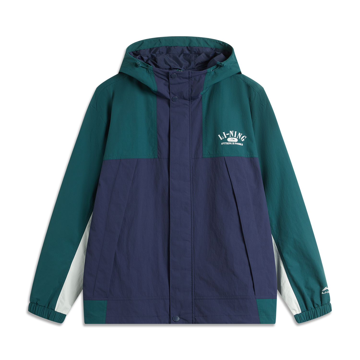 Li-Ning Hooded Retro Windbreaker Blue/White – Water/Weather Resistant Unisex AFDU927-1