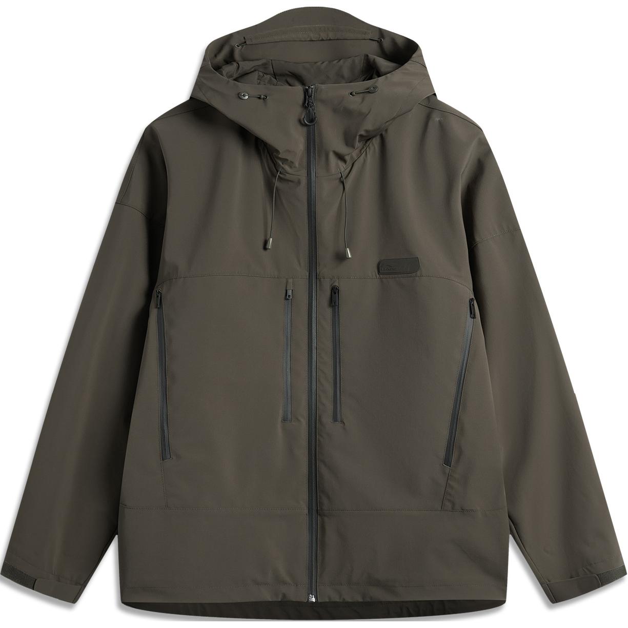Li-Ning Hooded Windbreaker Casual Loose Fit in Khaki Green. AEMU009-1