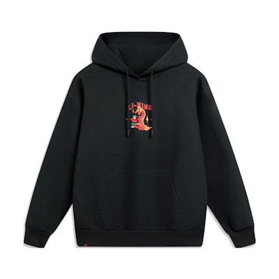 Li-Ning Hoodie Black Unisex Anti-Static Loose Fit with Letter Print Trends AWDU049-2