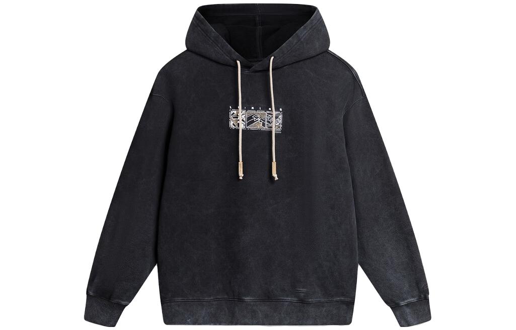 Li-Ning Hoodie Chinese Culture Series Printed Black Pullover Sweatshirt AWDT905-2