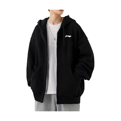 Li-Ning Hoodie Jacket with Brand Logo and Zipper AWDS523-12ASE