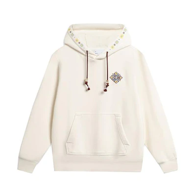 Li-Ning Hoodie Pullover Long Sleeve Beige - Sports & Streetwear Style AWDTE33-1