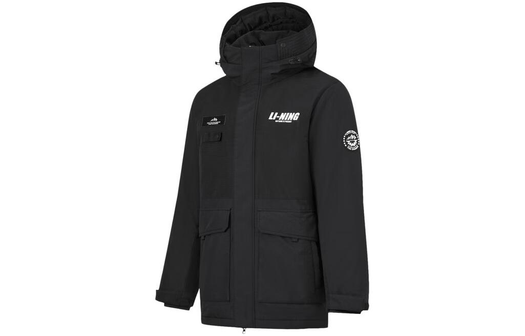 Li-Ning Hotpot Series  Black Mid-Length Water-Resistant Down Jacket. AYMT325-7