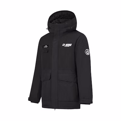 Li-Ning Hotpot Series Black Mid-Length Water-Resistant Down Jacket. AYMT325-7
