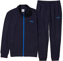 Li-Ning Ink Blue Zip-Up Tracksuit: Letter Print Track Pants & Sweatshirt Unisex AWEQ031-2 Li-Ning Ink Blue Zip-Up Tracksuit: Letter Print Track Pants & Sweatshirt Unisex AWEQ031-2