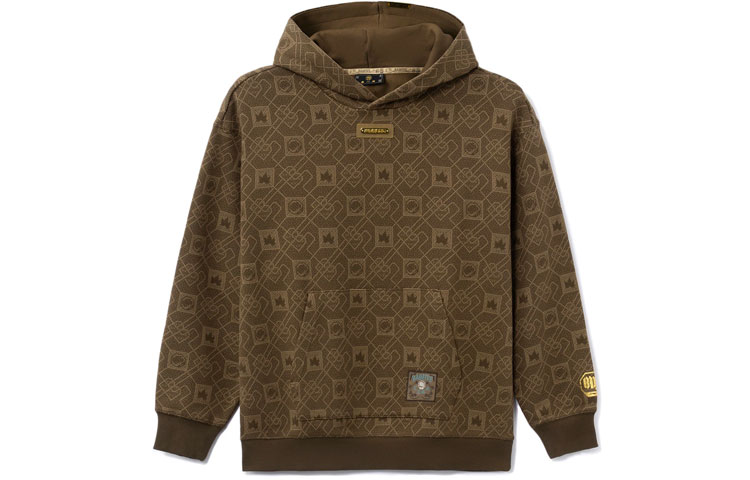 Li-Ning Jiangzuo Retro Hoodie Brown Unisex Couple Design All-Over Print AWDRE21-2