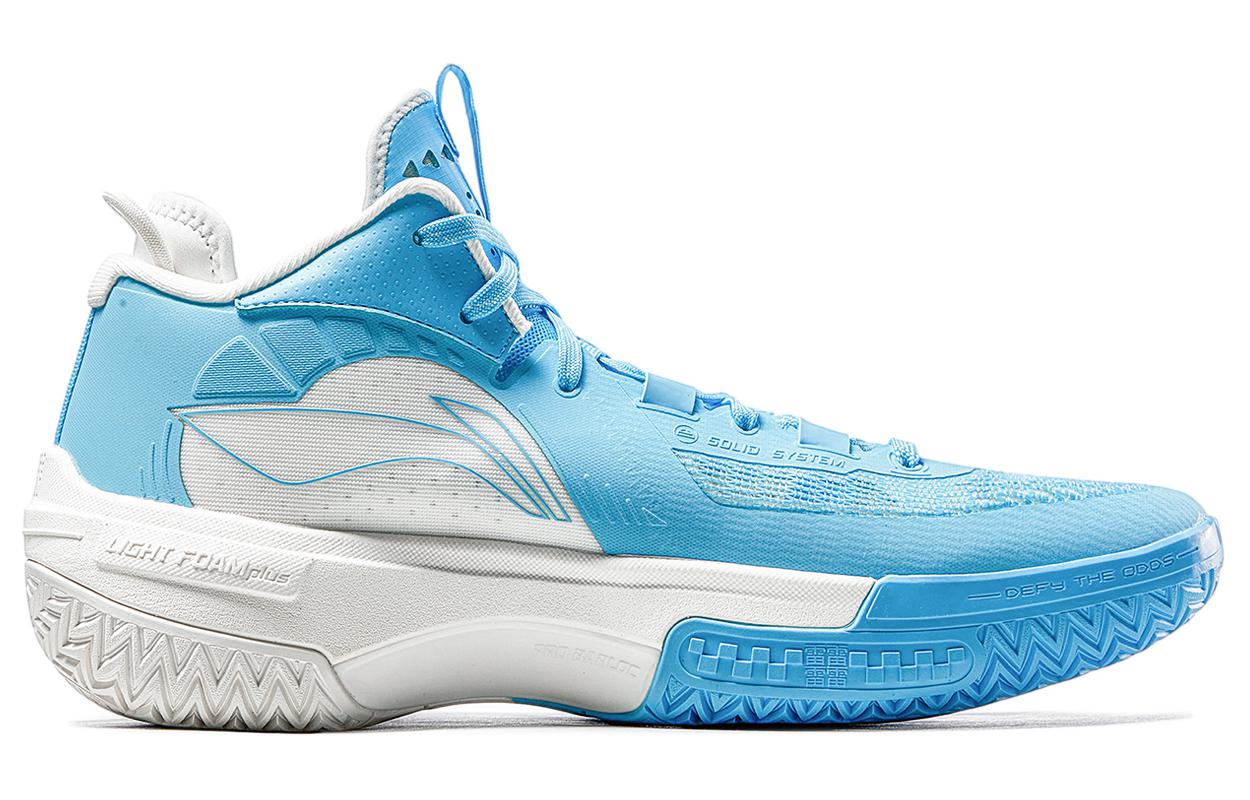 Order LiNing李寧 桀驁 浪花 䨻 高耐磨 減震防滑輕便回彈 高筒 外場實戰籃球鞋 男款 藍白