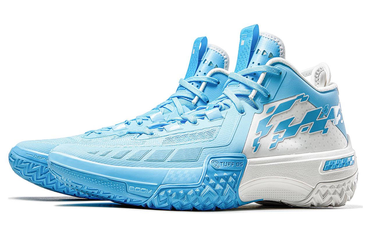 Lookbook LiNing李寧 桀驁 浪花 䨻 高耐磨 減震防滑輕便回彈 高筒 外場實戰籃球鞋 男款 藍白