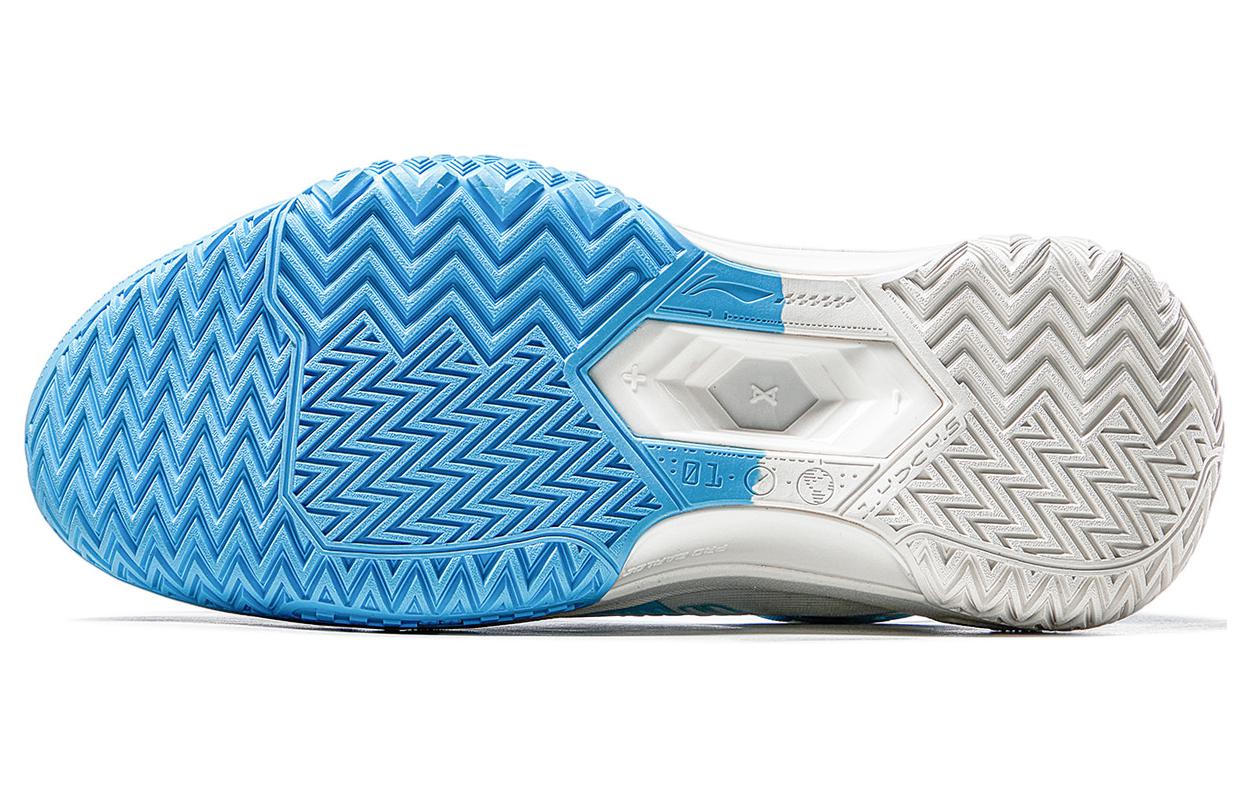 Details for LiNing李寧 桀驁 浪花 䨻 高耐磨 減震防滑輕便回彈 高筒 外場實戰籃球鞋 男款 藍白