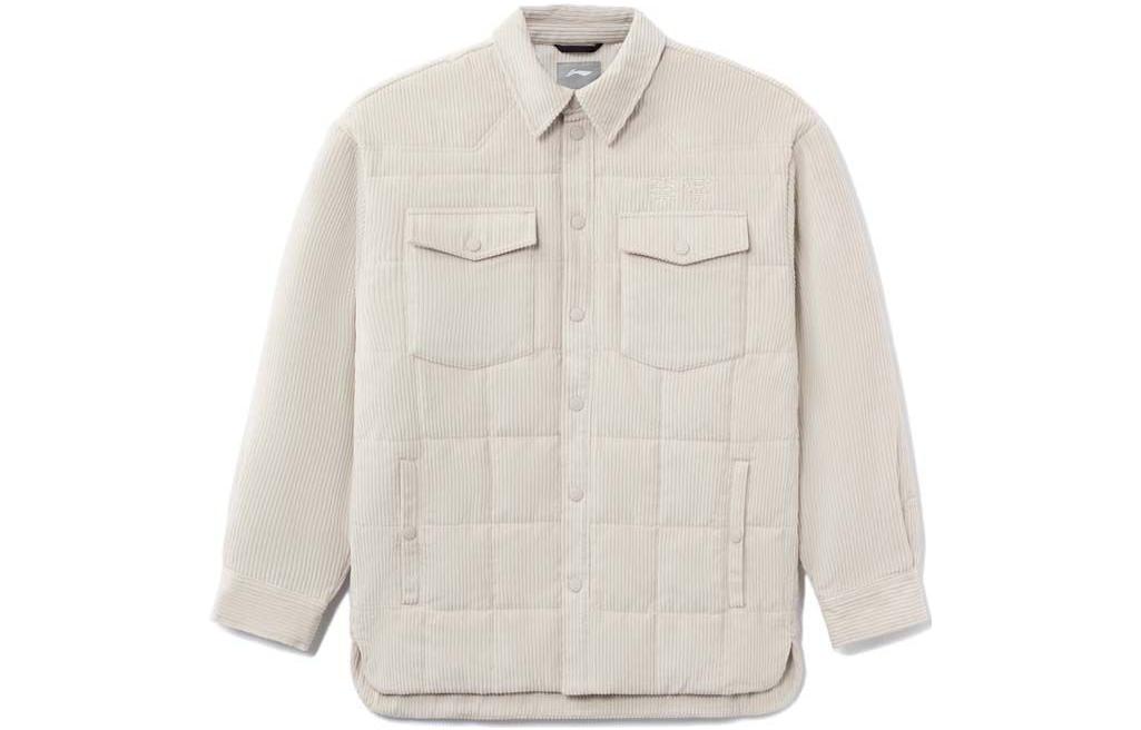 Li-Ning Khaki Corduroy Single-Breasted Long-Sleeve Jacket for Men AFMR491-2