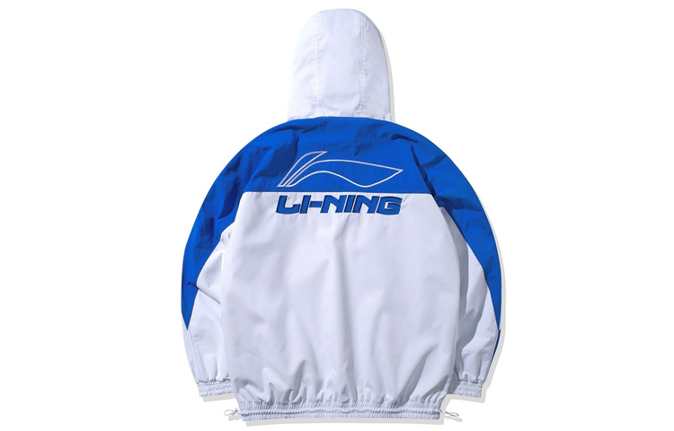 Lookbook 李寧大標誌半拉鍊連帽上衣 男女 白色 AFDQ025-1