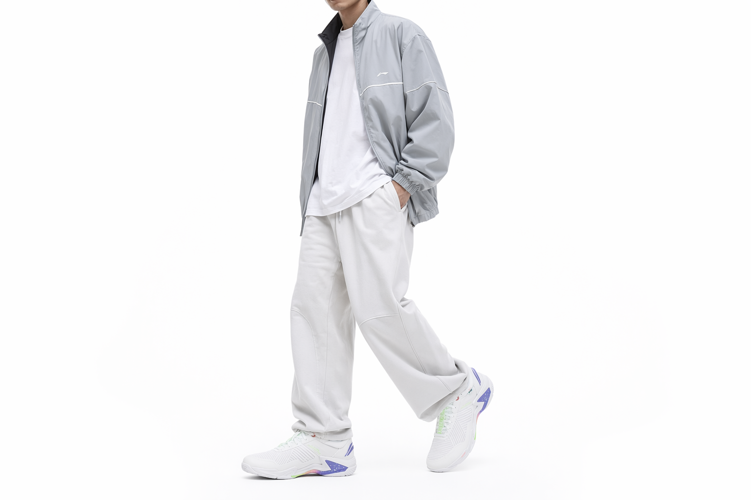 Order 李寧減震防滑耐磨低幫羽毛球鞋 男女同款 白紫