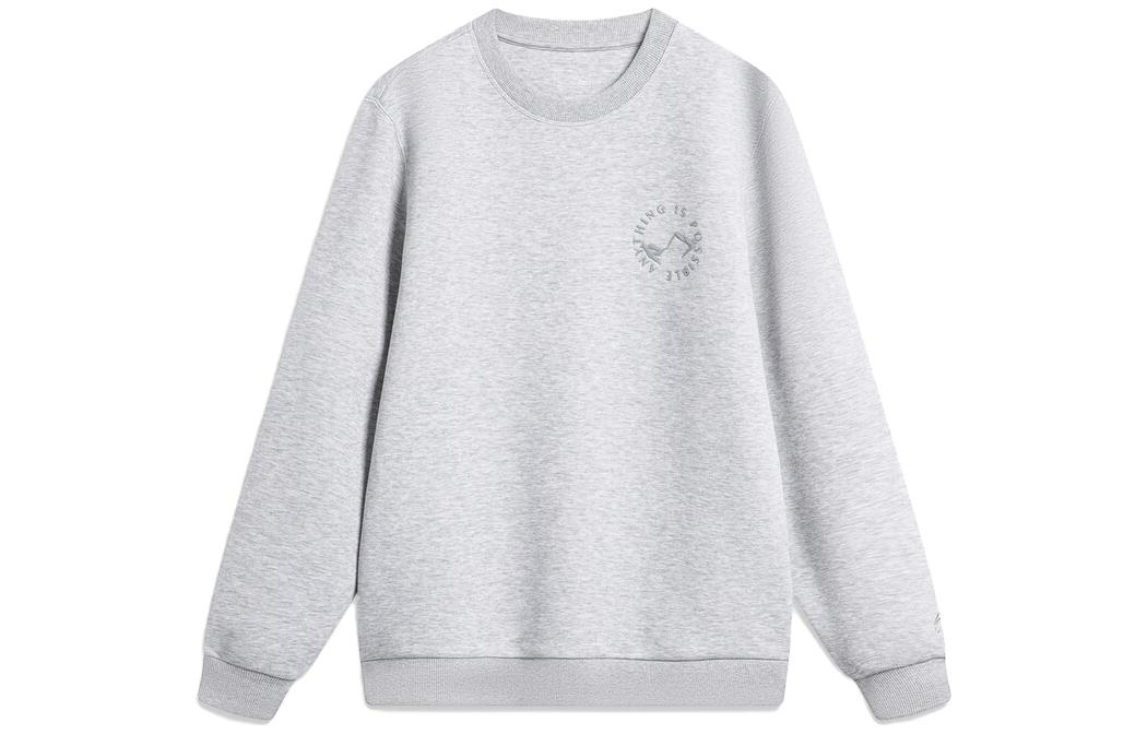 Li-Ning Letter Print Crewneck Pullover Sweatshirt Men’s Light Grey AWDT759-1