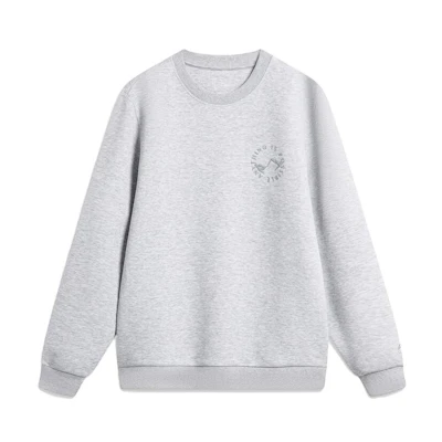 Li-Ning Letter Print Crewneck Pullover Sweatshirt Men’s Light Grey AWDT759-1