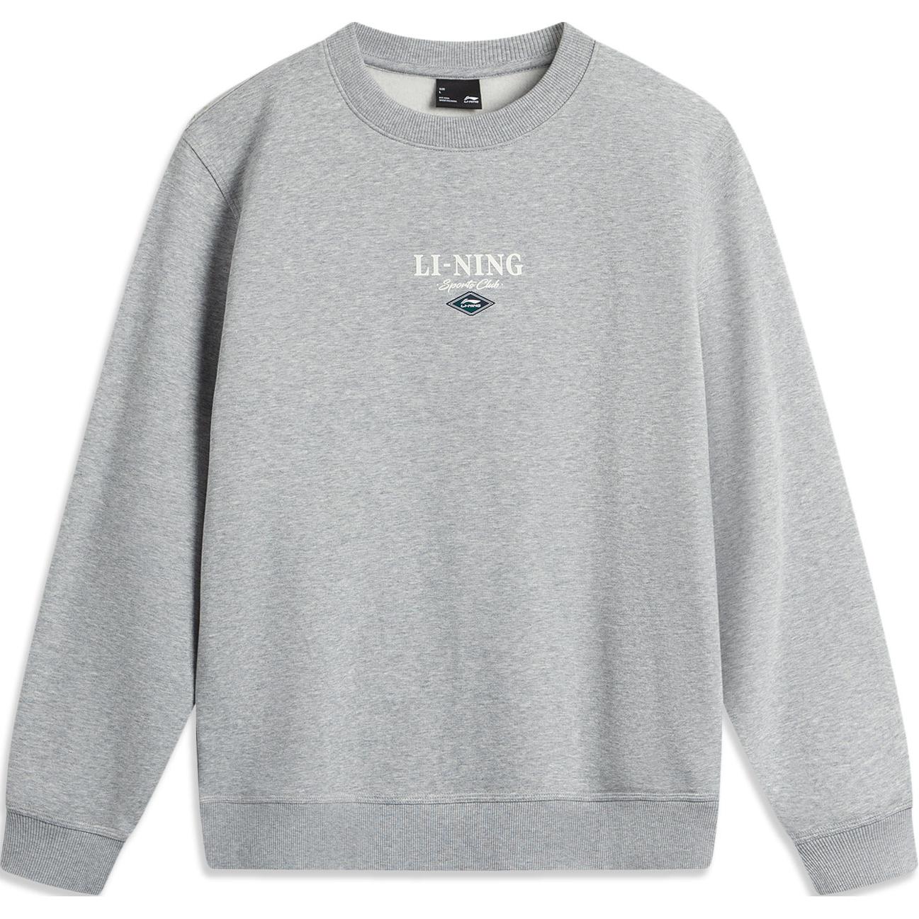 Li-Ning Letter Print Fleece Pullover Sweatshirt BC17 Gray AWDU679-2