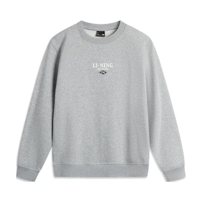 Li-Ning Letter Print Fleece Pullover Sweatshirt BC17 Gray AWDU679-2