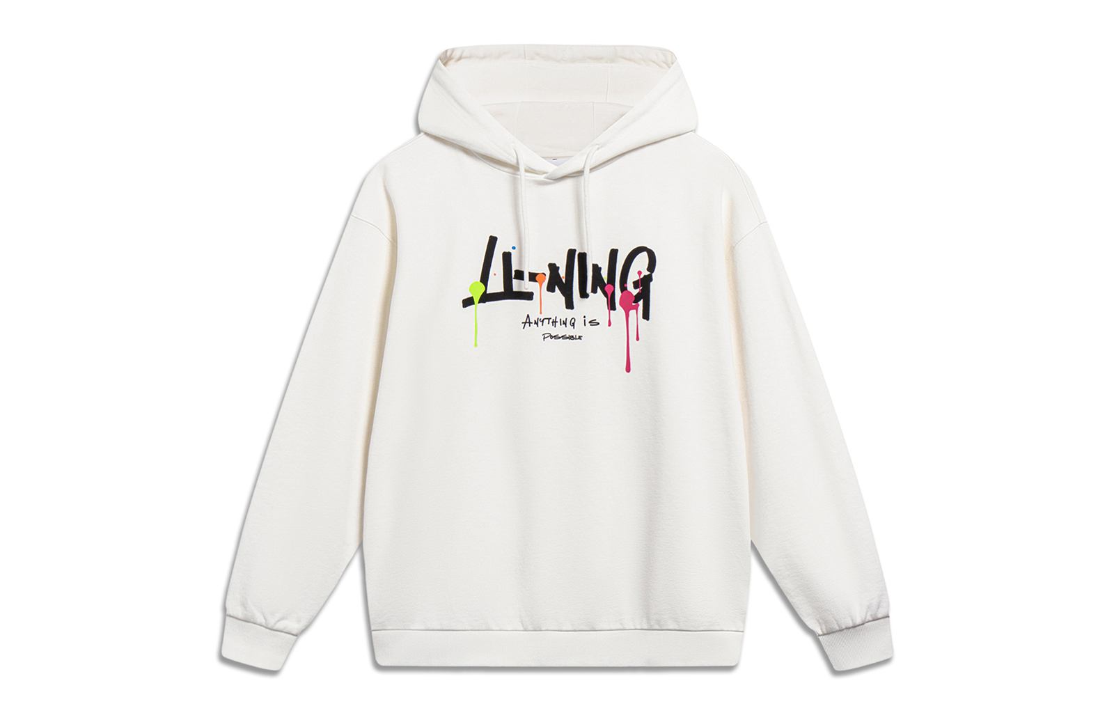 Li-Ning Letter Print Hoodie Off-White Unisex Casual Loose Fit Couples Edition AWDT559-1