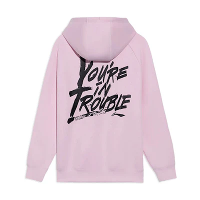 Li-Ning Letter Print Loose Fit Hoodie Pink - Unisex Basketball Series AWDS103-3