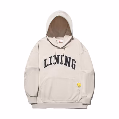 Li-Ning Letter Print Loose Fit Hoodie Unisex Oatmeal Gray AWDT719-1