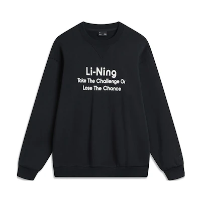 Li-Ning Letter Print Pullover Crewneck Sweatshirt Unisex Black AWDU799-9