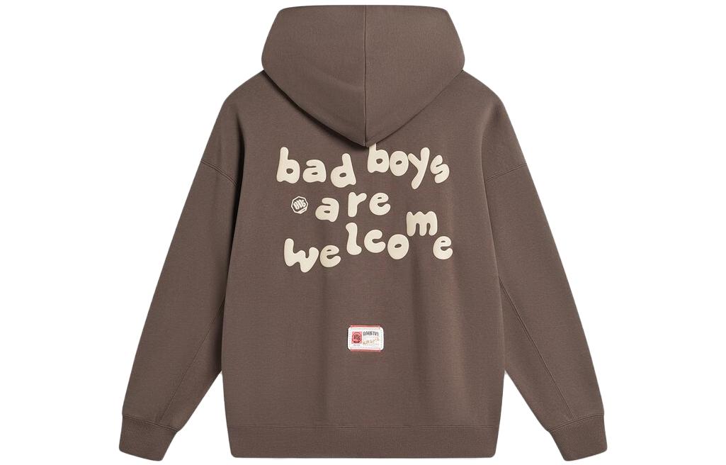 Li-Ning Letter Print Pullover Hoodie in Charcoal Brown AWDT87-5