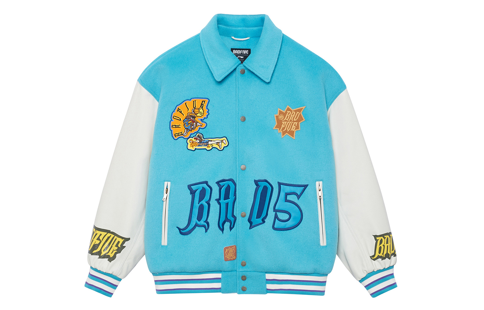 Li-Ning Letter Striped Long-Sleeve Jacket - Scholar Blue/Off-White AJPS001-2