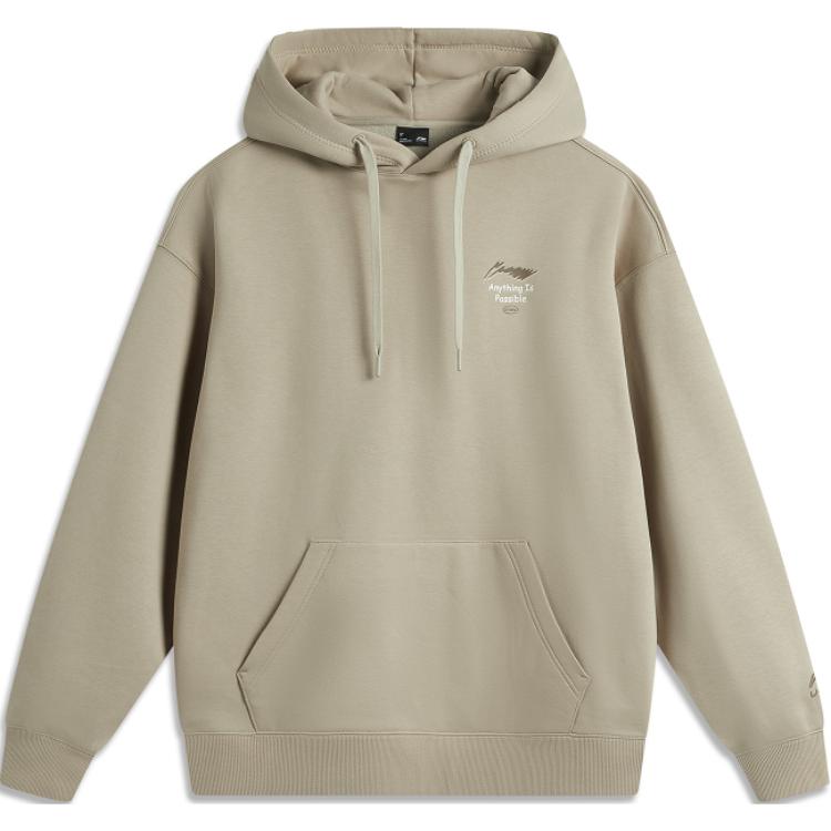 Li-Ning Life Series Antistatic Antibacterial Warm Fleece Hoodie in Olive Green AWDUA05-6
