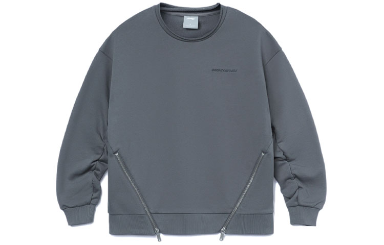 Li-Ning Life Series Zip Pullover Sweatshirt Unisex Gray Couple Style AWDRG11-6