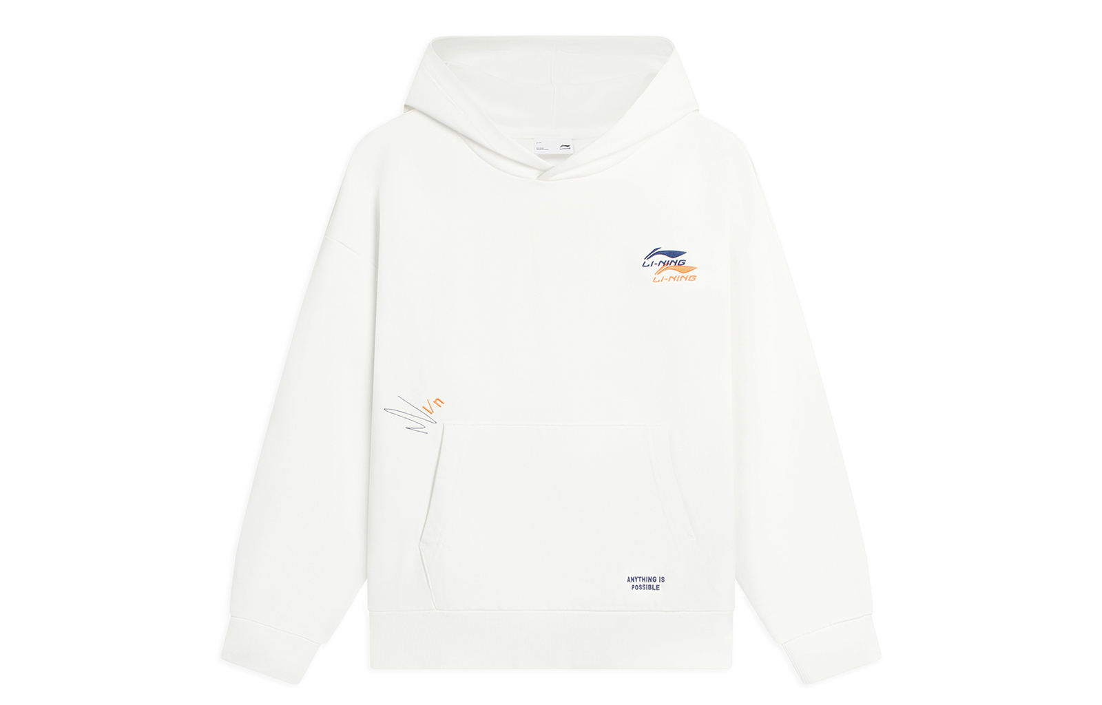 Li-Ning Lifestyle Embroidered Logo Fleece Hoodie Unisex Off-White AWDSF73-6