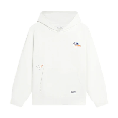 Li-Ning Lifestyle Embroidered Logo Fleece Hoodie Unisex Off-White AWDSF73-6