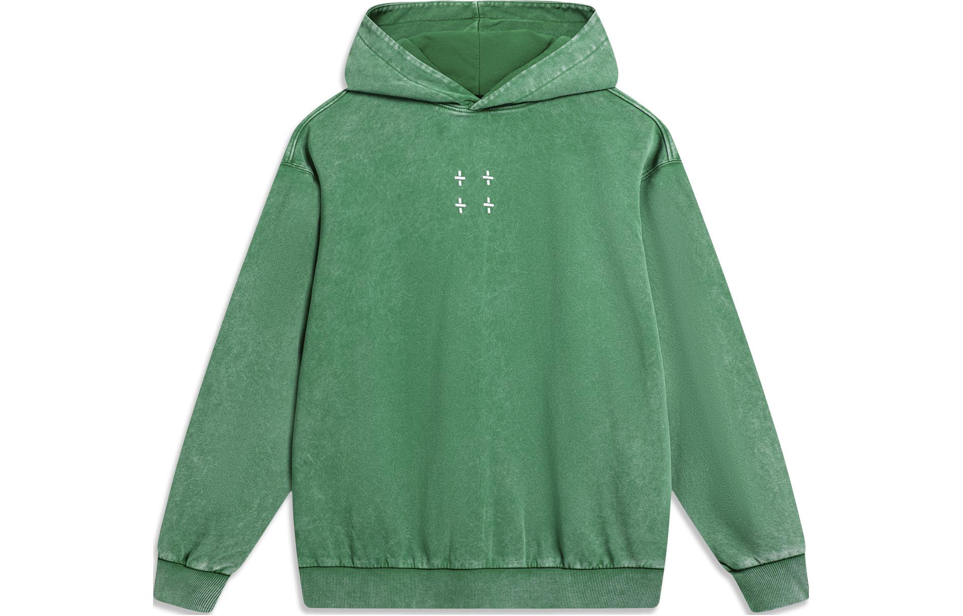 Li-Ning Lifestyle Hoodie Back Letter Print Pullover Unisex - Cool Pine Green AWDT383-1