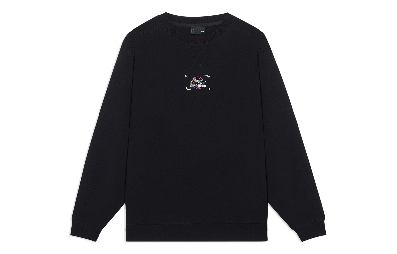 Li-Ning Lifestyle Logo Print Crewneck Pullover Sweatshirt Unisex Black AWDT063-2