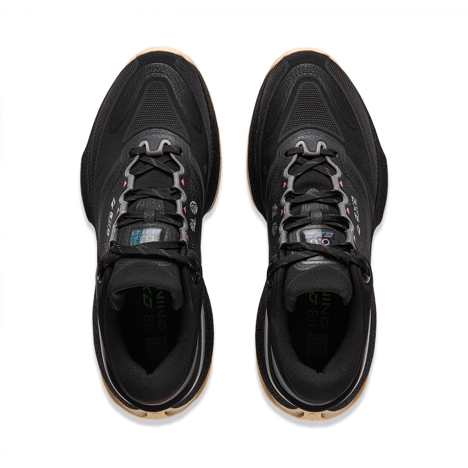 Shop LiNing李寧 運動潮流系列 車縫線 字母 生活休閒鞋 男款 黑色