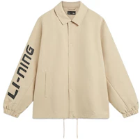 Li-Ning Lifestyle Series Letter Logo Print Polo Jacket Khaki Brown Men AJDT739-2 Li-Ning Lifestyle Series Letter Logo Print Polo Jacket Khaki Brown Men AJDT739-2