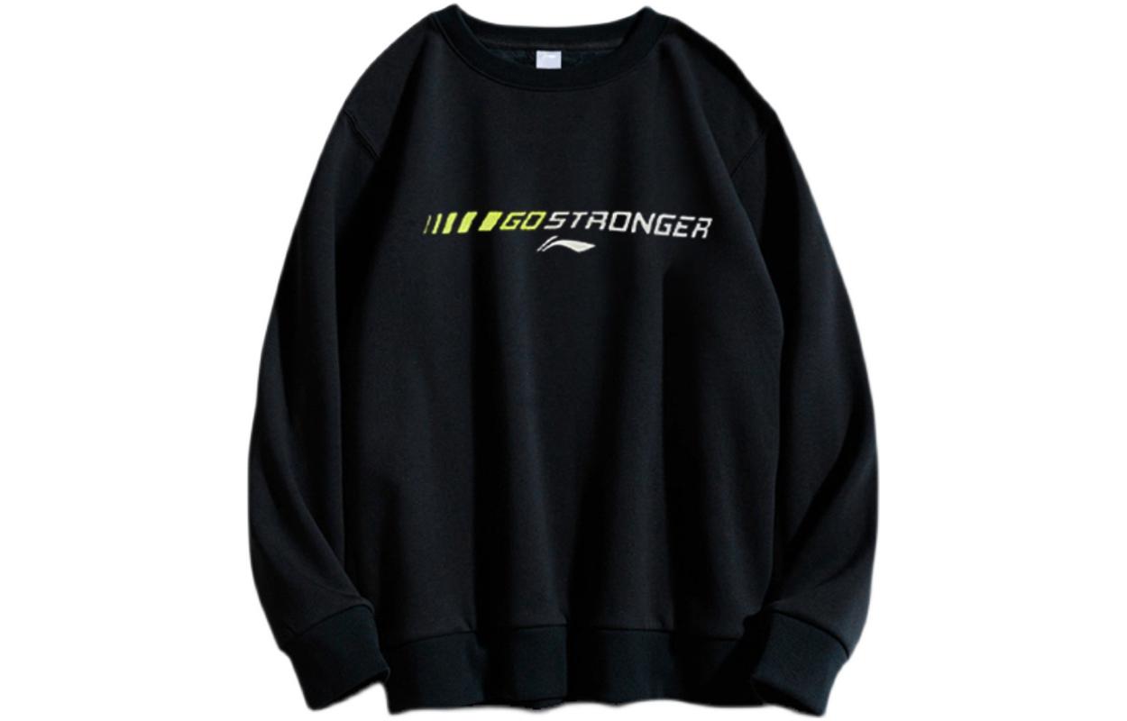 Li-Ning Lifestyle Series Solid Color Print Crewneck Sweatshirt Black () AWDS467-224